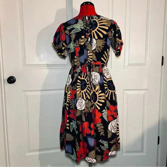 Pyumosso 100% Rayon Full button Front, Corset Back, Midi Fit & Flare Dress - Picture 3 of 8